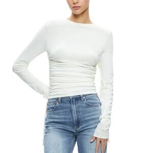 Alice + Olivia Ruched Off White Percy Top Size XS